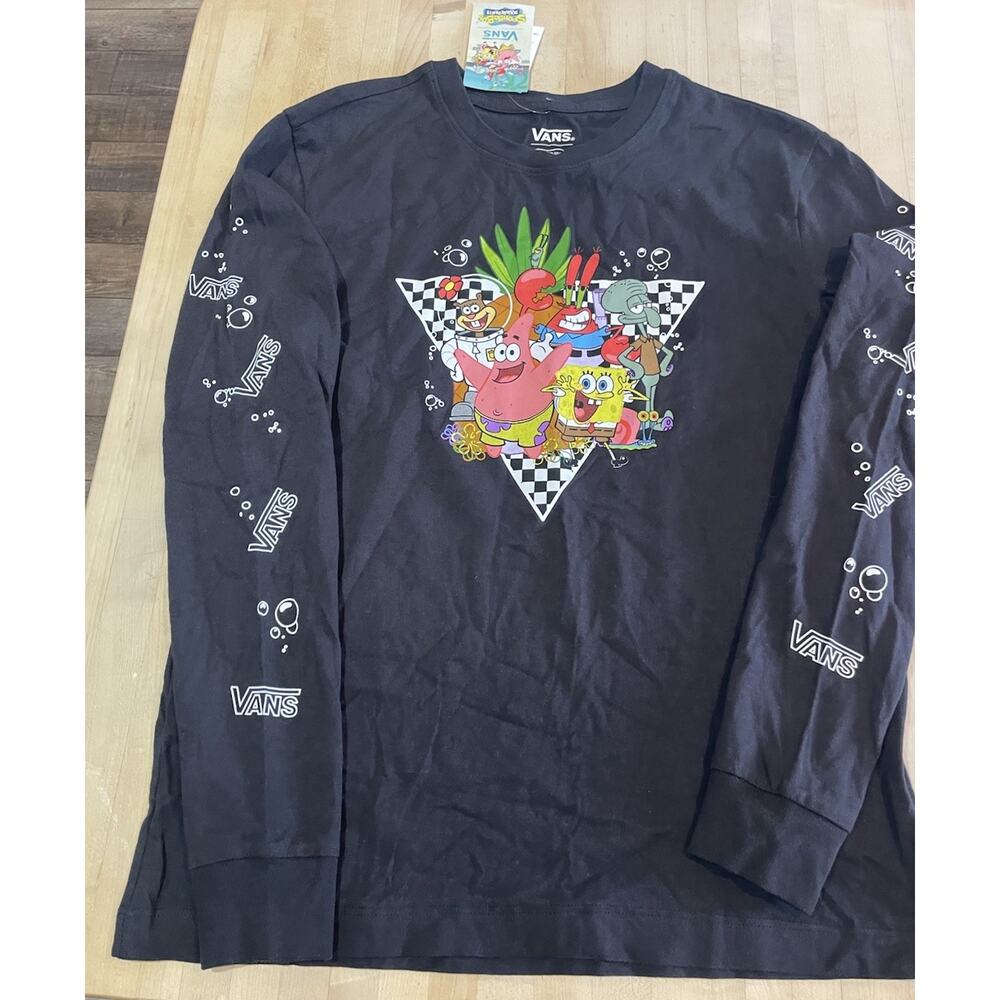 Vans x SpongeBob All Star Black Long Sleeve Shirt Nickelodeon Collab 2021 Unisex